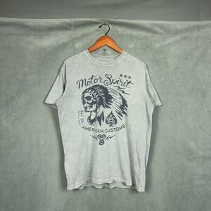 Vintage Y2K Affliction t shirt Mens Size Large indian Skull Motor Spirit Biker